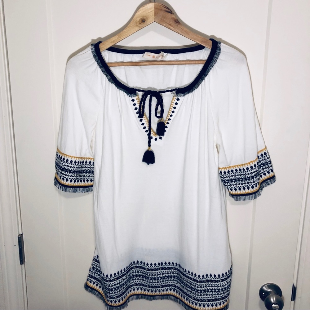 Tory Burch %100 cotton woven detailed top